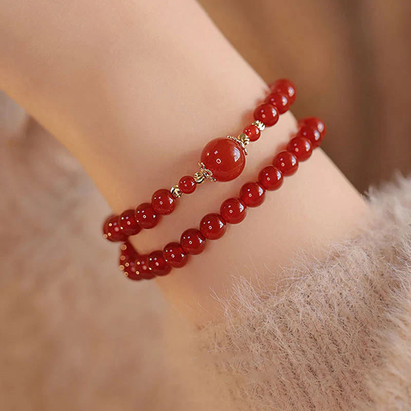Buddha Stones Double Wrap Red Agate Beaded Self-acceptance Confidence Bracelet