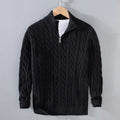 Buddha Stones Winter Textured High Neck Zipper Design Men's Long Sleeve Cotton Sweater