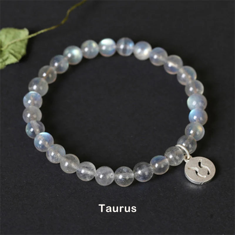 12 Constellations of the Zodiac Moonstone Charming Bracelet