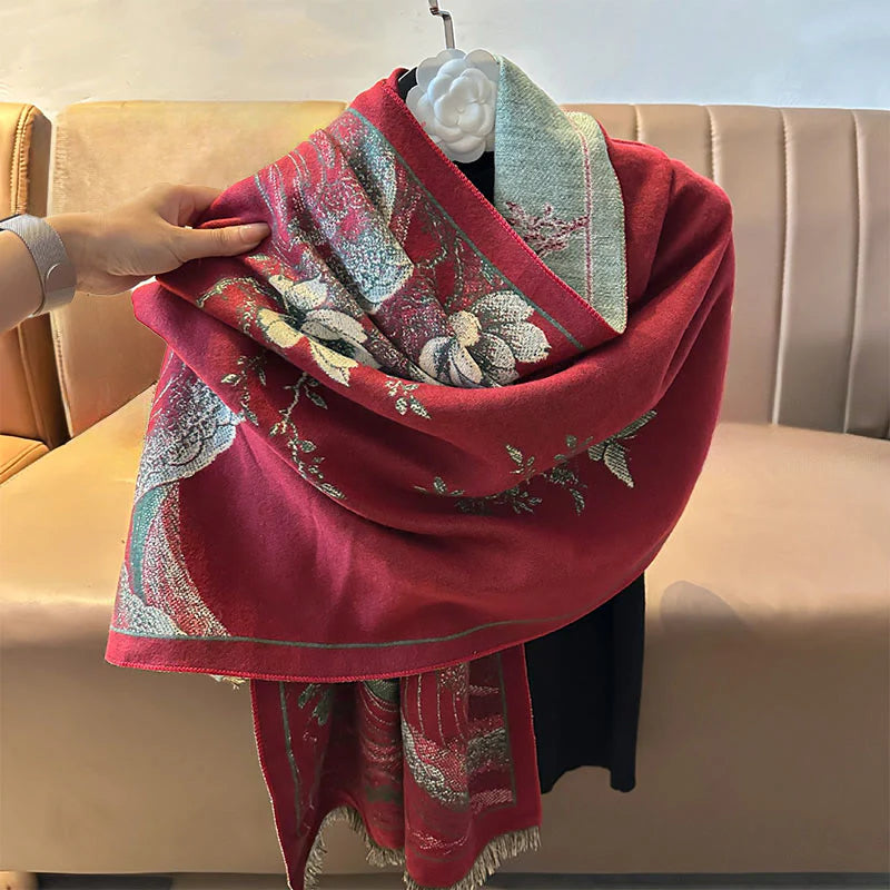 Buddha Stones Fall Lotus Flowers Ocean Waves Pattern Soft Scarf Tassel Shawl