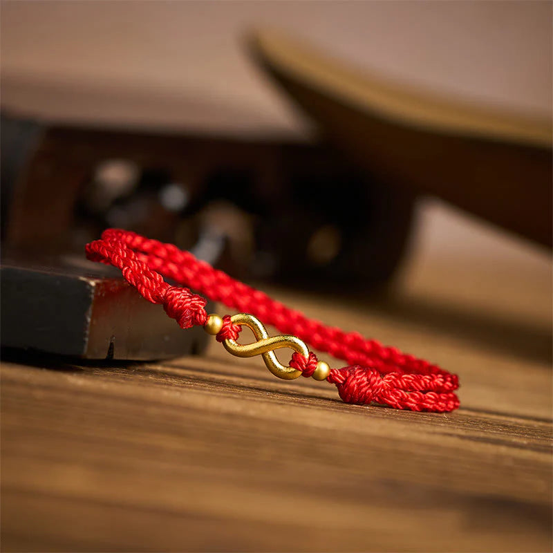 Buddha Stones Infinity Charm Brass Red String Adjustable Protection Bracelet