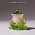 Buddha Stones Feng Shui Lotus Handmade Liuli Crystal Art Piece Home Office Offering Decoration