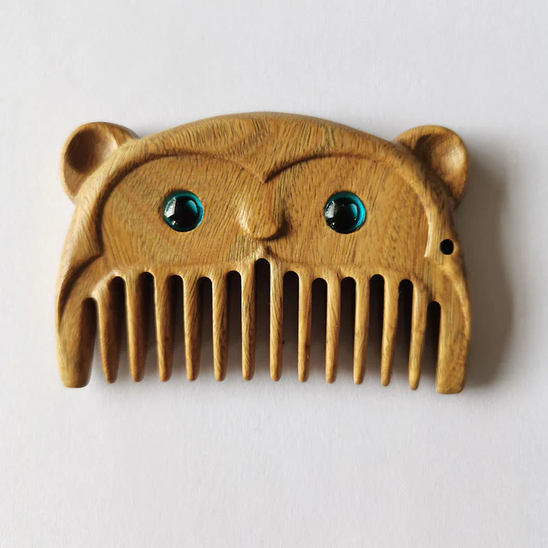 Chinese Zodiac Green Sandalwood Peace Mini Portable Comb