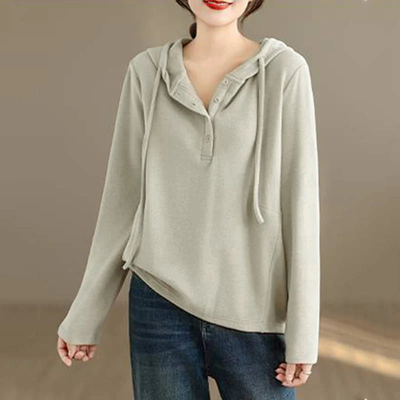 Buddha Stones Winter Solid Color Cotton Long Sleeve Women's Hoodie Has Hood