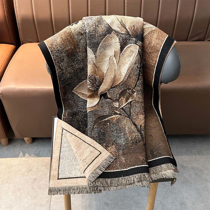 Buddha Stones Winter Magnolia Butterfly Pattern Soft Scarf Shawl