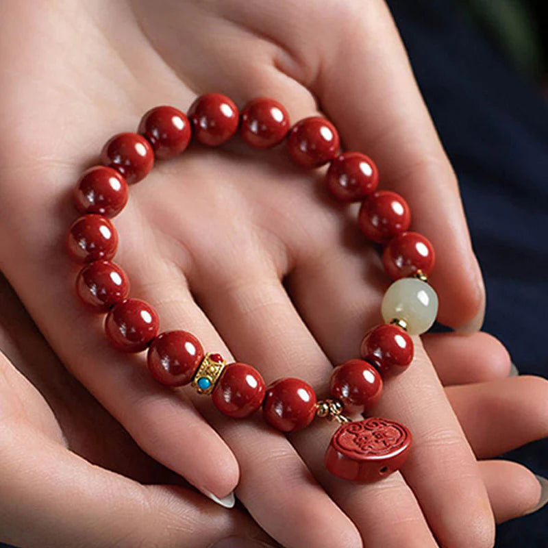 Buddha Stones Cinnabar Jade Healing Protection Charm Bracelet (Extra 35% Off | USE CODE: FS35)