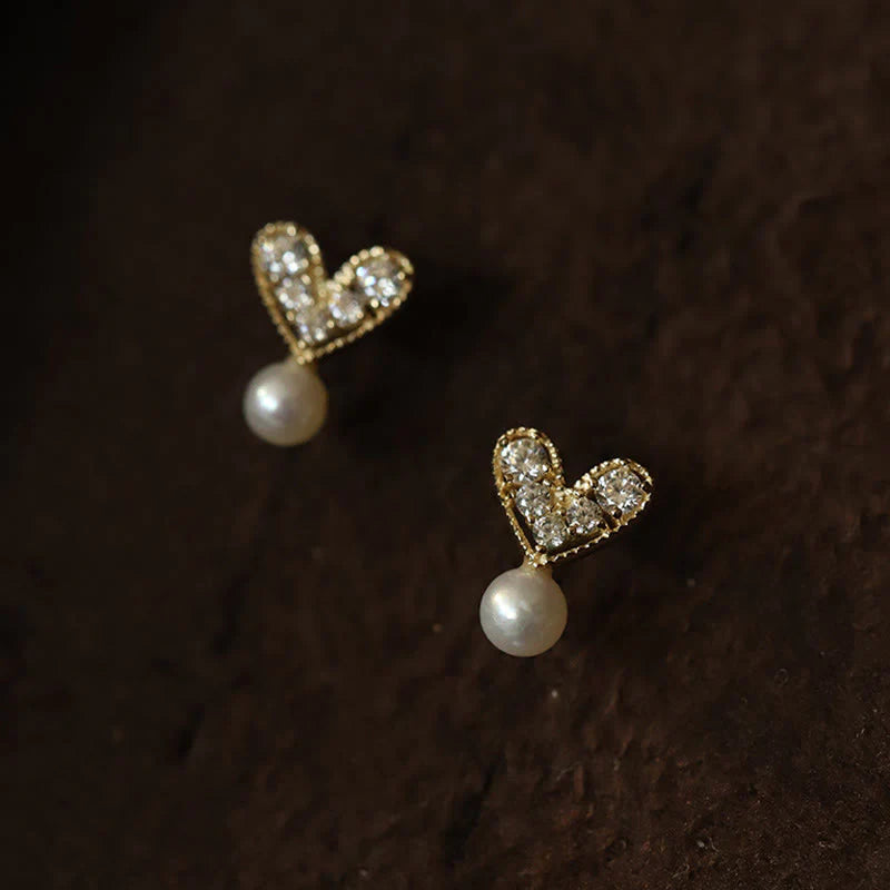 Buddha Stones 925 Sterling Silver Plated With Gold Heart Design Sincerity Earrings