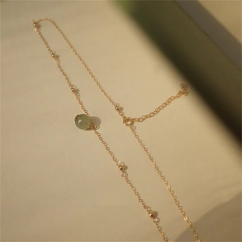 Buddha Stones 14k Gold Plated Hetian Jade Luck Beaded Necklace Pendant (Extra 35% Off | USE CODE: FS35)
