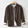 Buddha Stones Solid Color Men's Buttons Long Sleeve Cotton Linen Shirt With Pockets