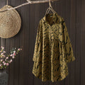 Buddha Stones Spring Fall Stand Collar Line Pattern Long Sleeve Women's Cotton Polyester Shirt