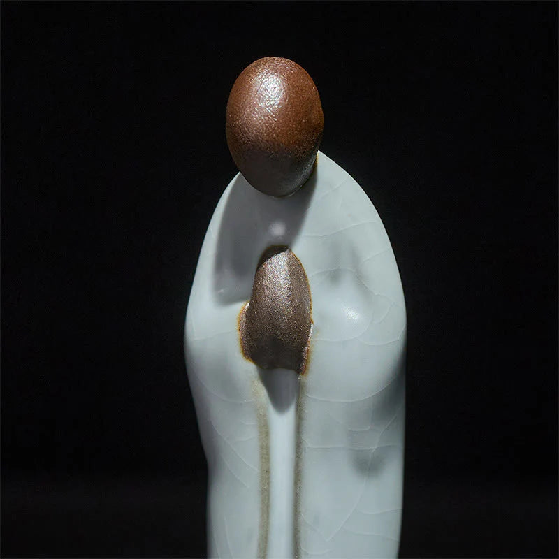 Buddha Stones Meditation Monk Ceramic Statue Serenity Home Decoration