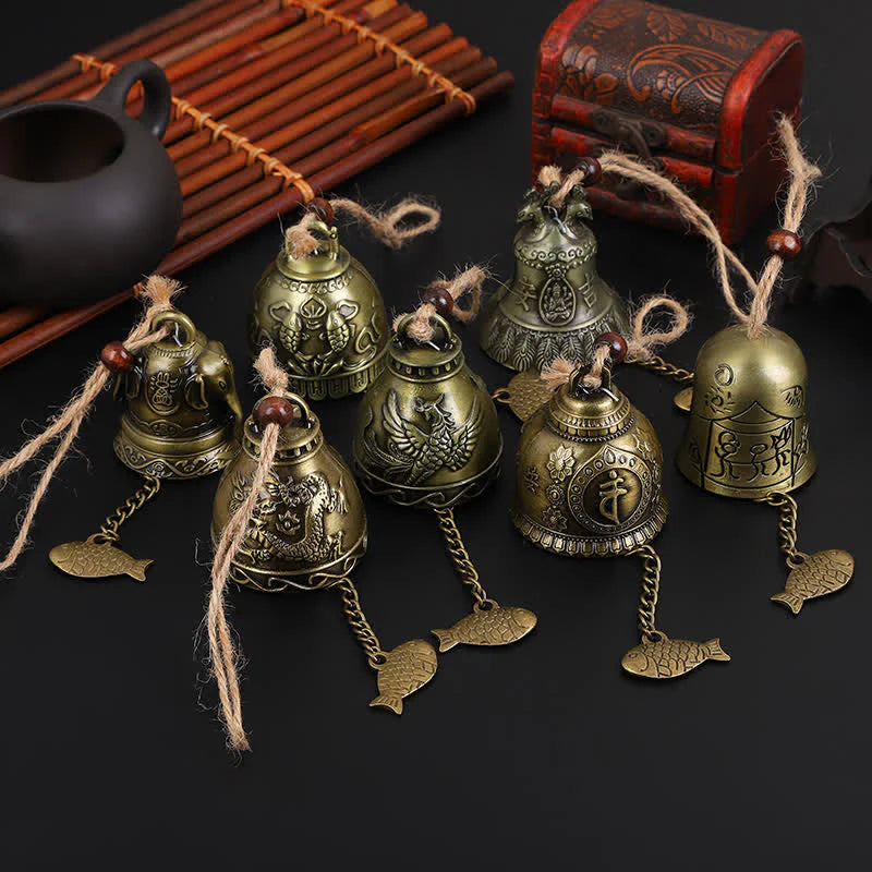 Buddha Stones Feng Shui Buddha Koi Fish Dragon Elephant Wind Chime Bell Luck Wall Hanging Decoration