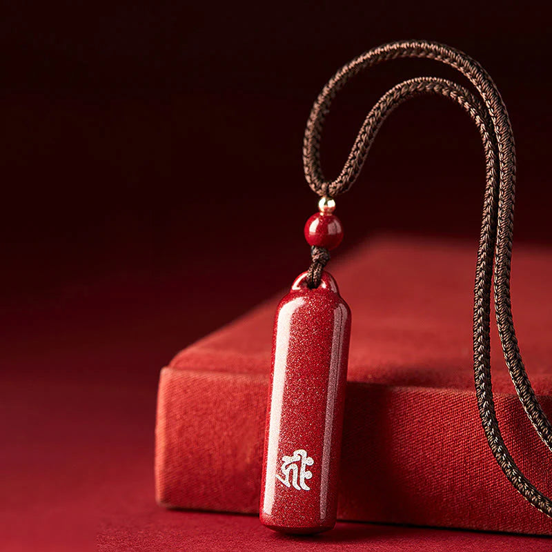 Buddha Stones Chinese Zodiac Natal Buddha Cinnabar Amulet Protection String Necklace Pendant