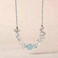 Buddha Stones Irregular White Crystal Aquamarine Bead Healing Necklace Pendant