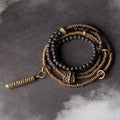 Buddha Stones Vintage Lava Rock Brass Copper Healing Multilayered Bracelet
