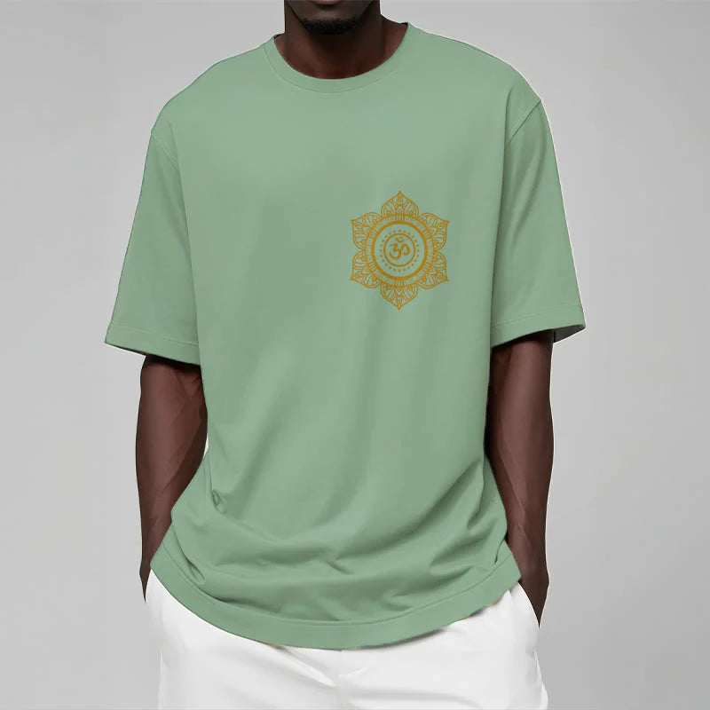 Buddha Stones Golden Mandala OM Pattern Tee T-shirt