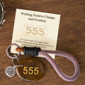 Buddha Stones Wishing Positive Change and Freedom 555 Angel Number Natural Tiger Eye Key Chain Hanging Decoration Includes Gift Message Card