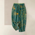 Buddha Stones Cotton Casual Lotus Leaf Koi Fish Pattern Women's Elastic Waist Pants With Pockets