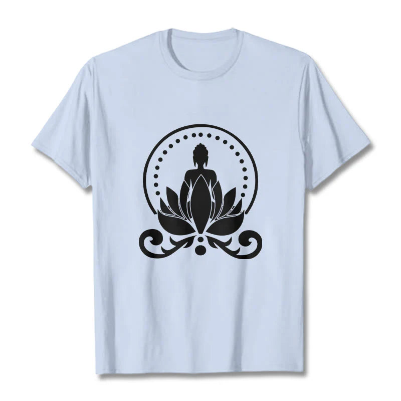 Buddha Stones Meditation Buddha Seated On A Lotus Flower Tee T-shirt