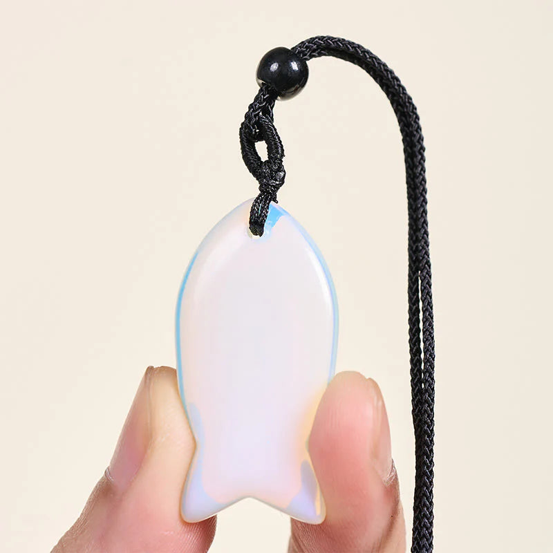 Buddha Stones Koi Fish Pink Crystal Indian Agate Amethyst Topaz Red Jasper Success Warmth Necklace Pendant