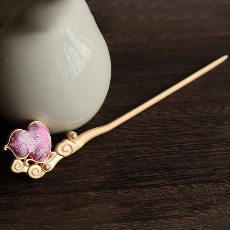 Buddha Stones Gourd Red Agate Bead Calm Confidence Hairpin