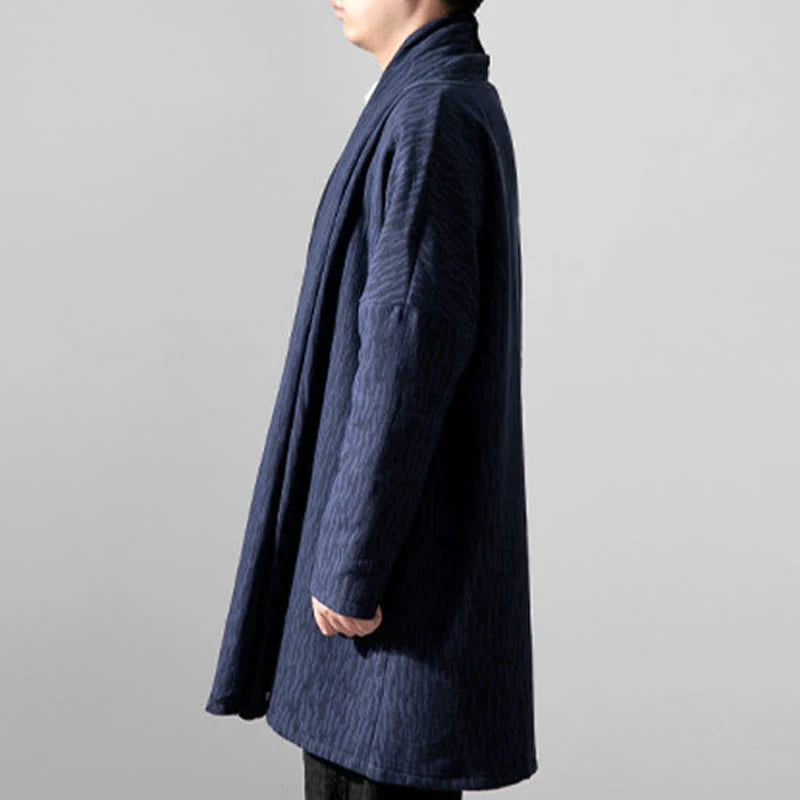 Buddha Stones Fall Simple Cotton Fleece Lined Men's Mid-length Coat Clothing (Extra 30% Off | USE CODE: FS30)