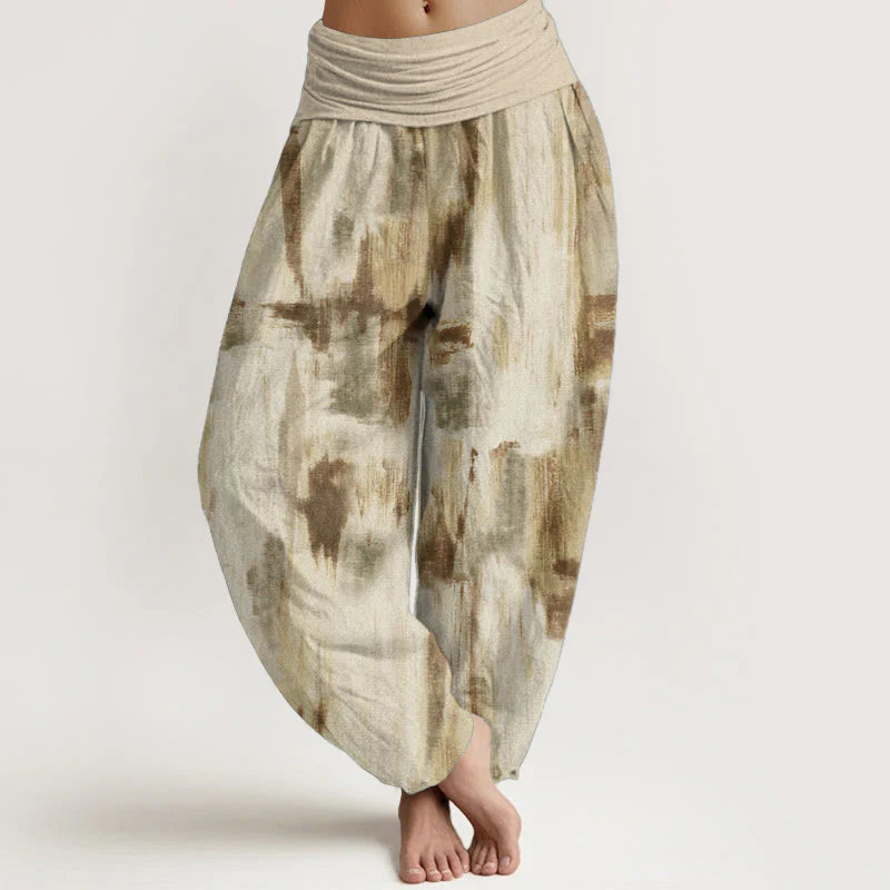 Buddha Stones Pure Cotton Tie Dye Pattern Design Women's Elastic Waist Harem Pants