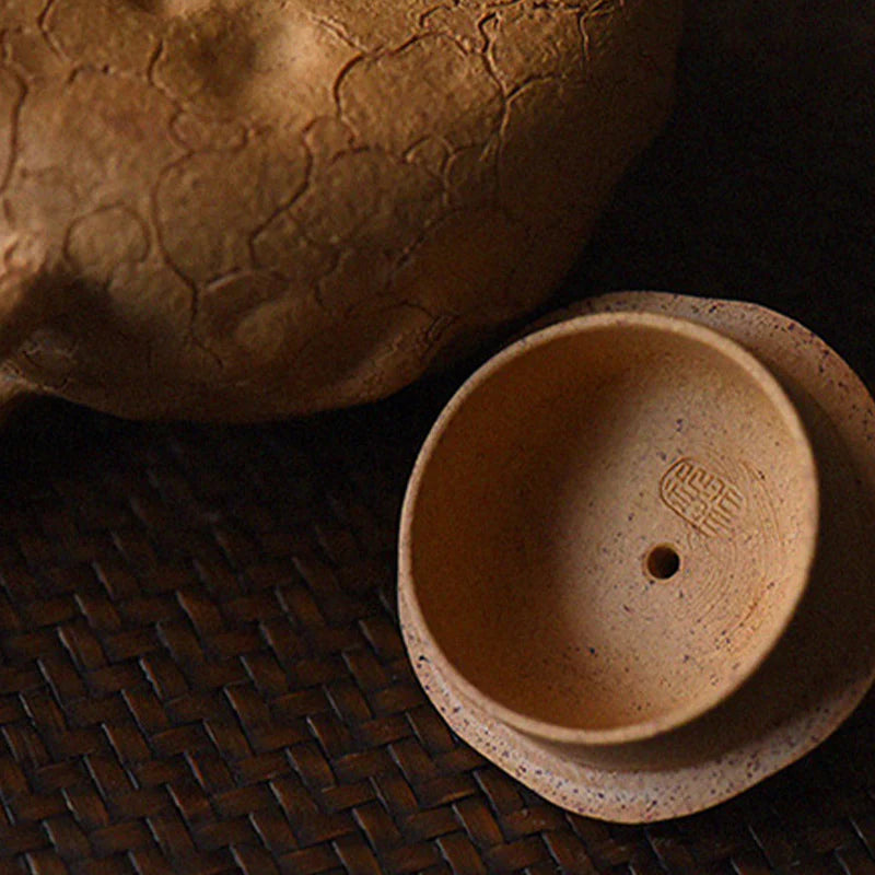Buddha Stones Handmade Vintage Tree Texture Purple Clay Kung Fu Teapot 220ml