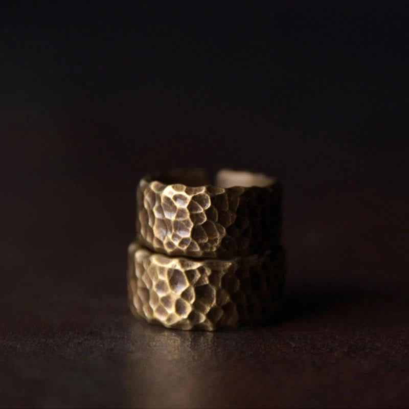 Buddha Stones Tibetan Bump Texture Design Copper Brass Luck Ring