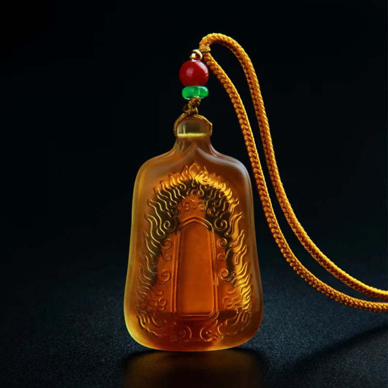 Buddha Stones Tibetan Medicine Buddha Liuli Crystal Compassion Serenity Necklace Pendant