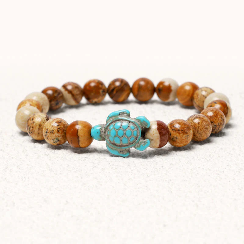 Buddha Stones Natural Stone Sea Turtle Turquoise Blessing Bracelet