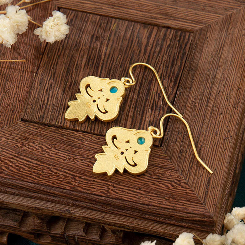 Buddha Stones Copper Enamel Turquoise Positive Drop Earrings