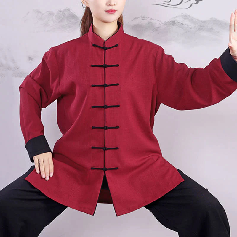 Buddha Stones 2Pcs Fall Winter Frog-Button Tai Chi Meditation Qigong Zen Practice Unisex Cotton Linen Clothing Set (Extra 30% Off | USE CODE: FS30)