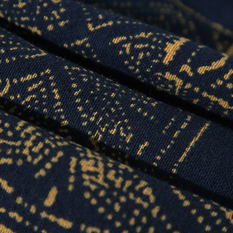 Buddha Stones Geometry Floral Stripes Butterfly Ink Open Front Half Sleeve Jacket Cotton Men's Kimono