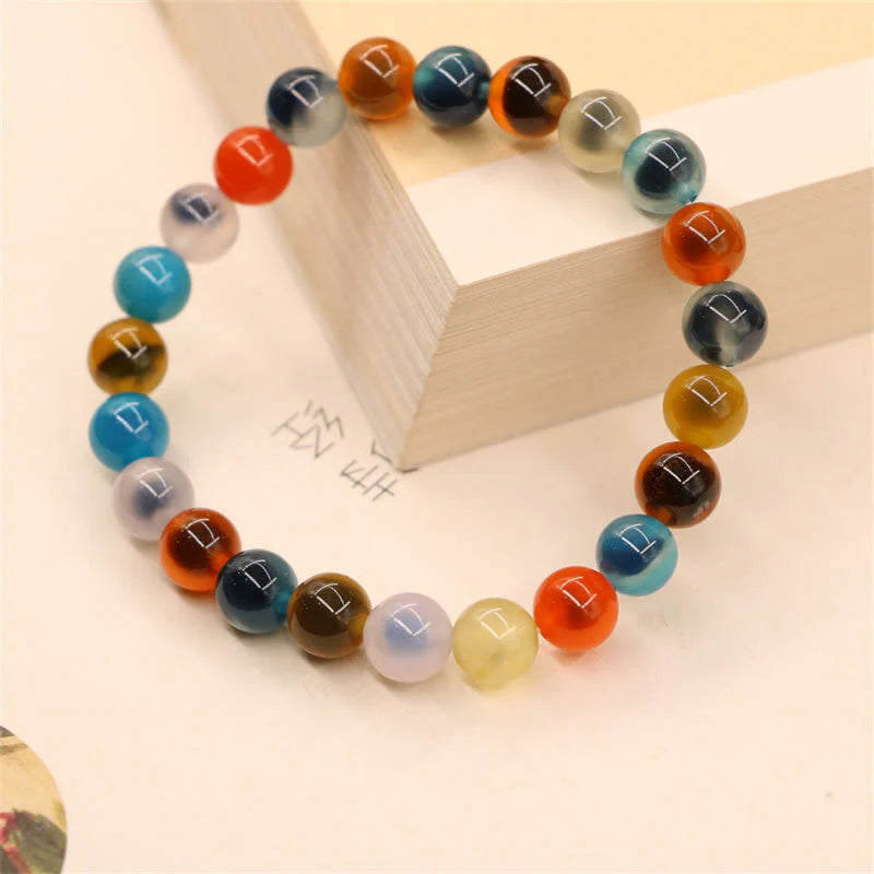 Buddha Stones Colorful Candy Agate Healing Strength Bead Bracelet