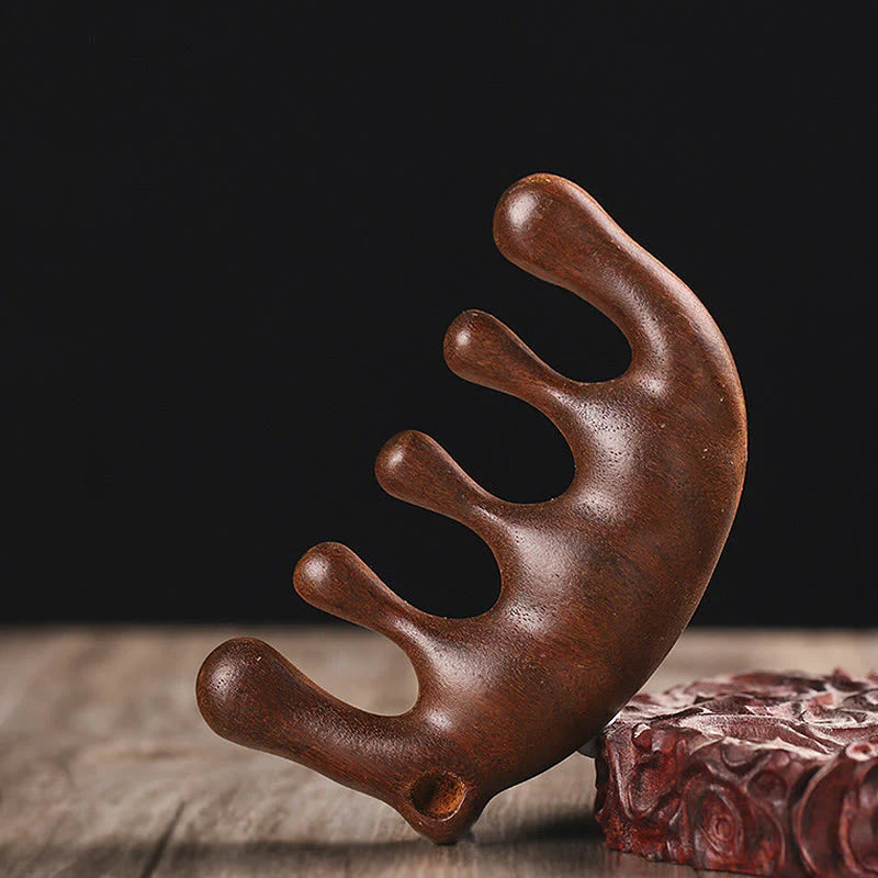 Buddha Stones Simple Green Sandalwood Soothing Tassel Massage Comb