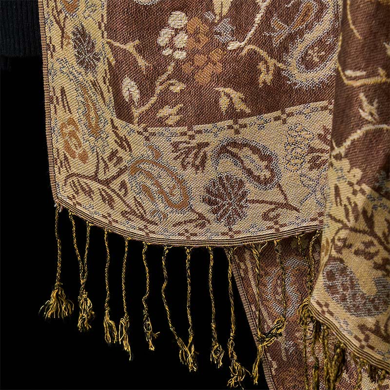 Buddha Stones Spring Cashew Flower Floral Pattern Tassel Soft Scarf Shawl
