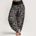 Buddha Stones Pure Cotton Complicated Flower Leaves Vine Pattern Women's Elastic Waist Harem Pants