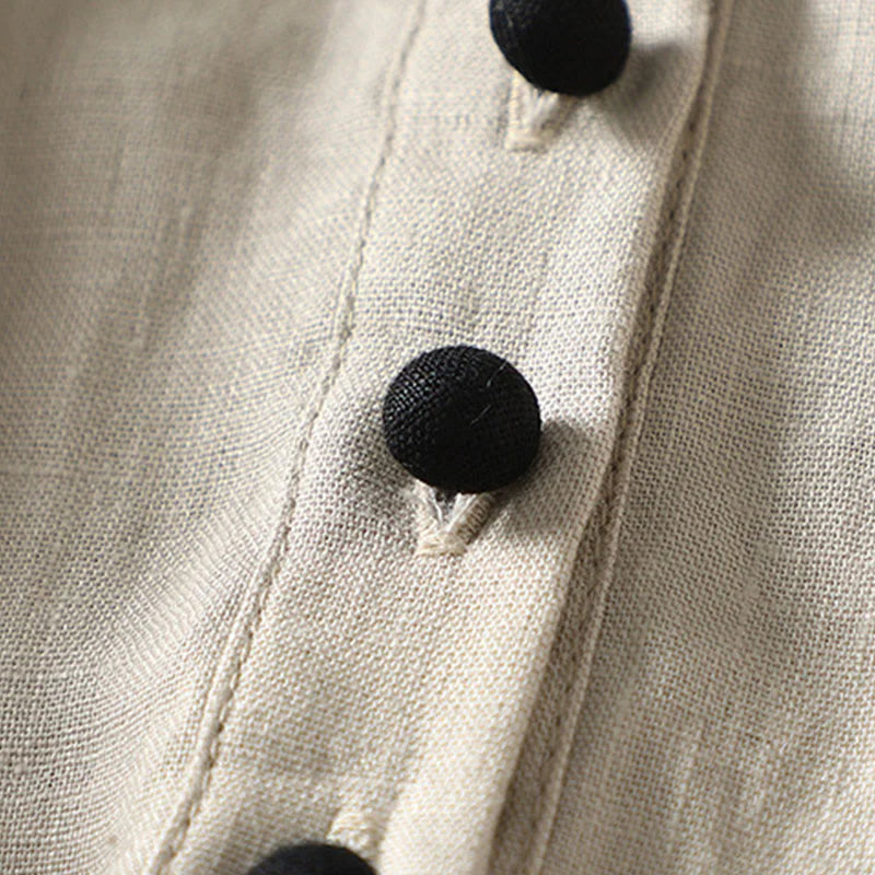 Buddha Stones Buttons Design Women's Long Sleeve Coat With Pockets