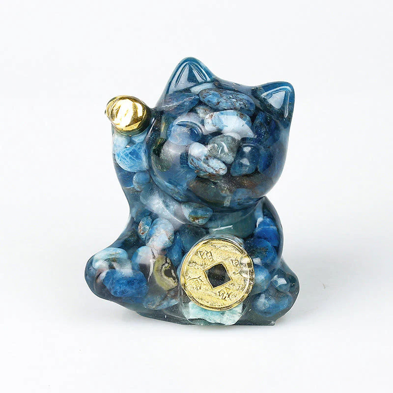 Buddha Stones Lucky Cat Copper Coin Turquoise Labradorite Pink Crystal Amethyst Strength Home Decoration