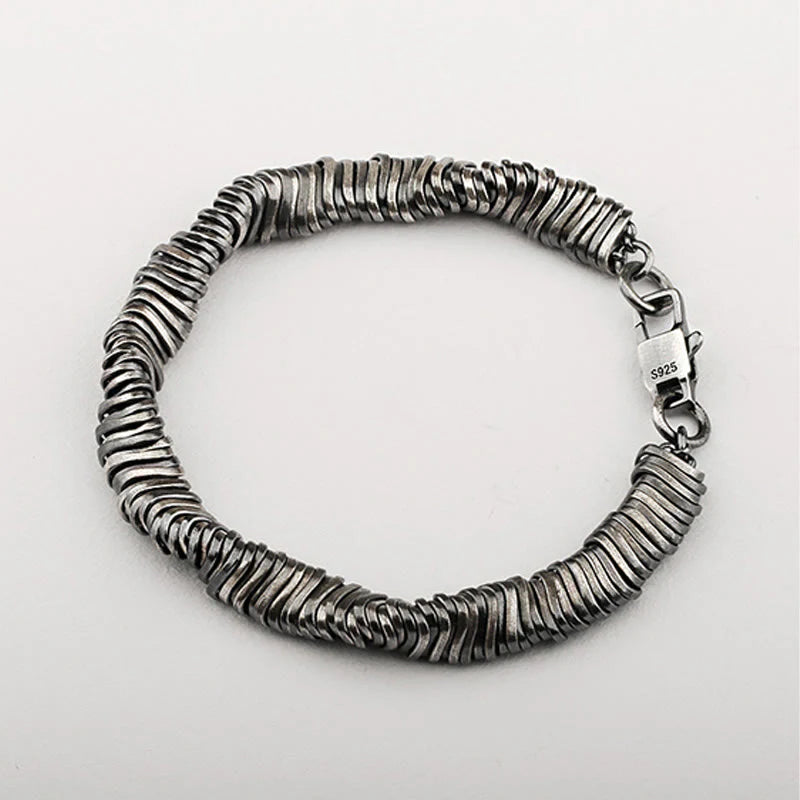 Buddha Stones 925 Sterling Silver Vintage Twisted Design Wealth Healing Chain Bracelet (Extra 30% Off | USE CODE: FS30)
