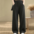 Buddha Stones Casual Thickening Women's Polyester Straight Leg Pants With Pockets