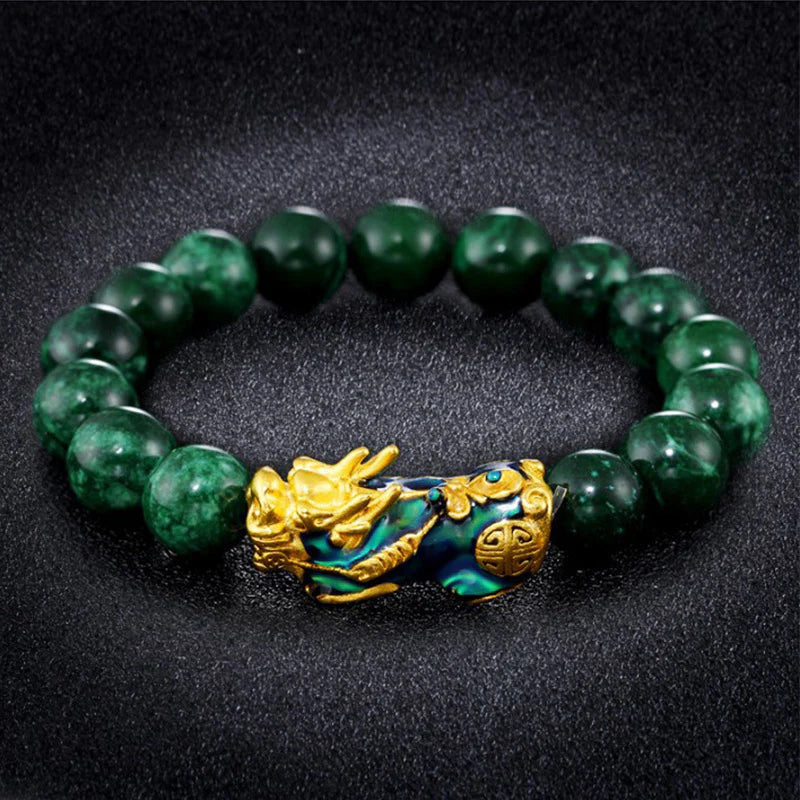 Buddha Stones Sending Blessings of Wealth and Peace PiXiu Jade Bracelet Includes Gift Message Card