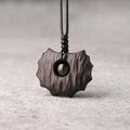 Buddha Stones Ebony Wood Obsidian Irregular Shape Peace Calm Necklace Pendant