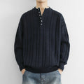 Buddha Stones Winter V-Neck Buttons Twisted Design Warm Men's Long Sleeve Knitted Sweater