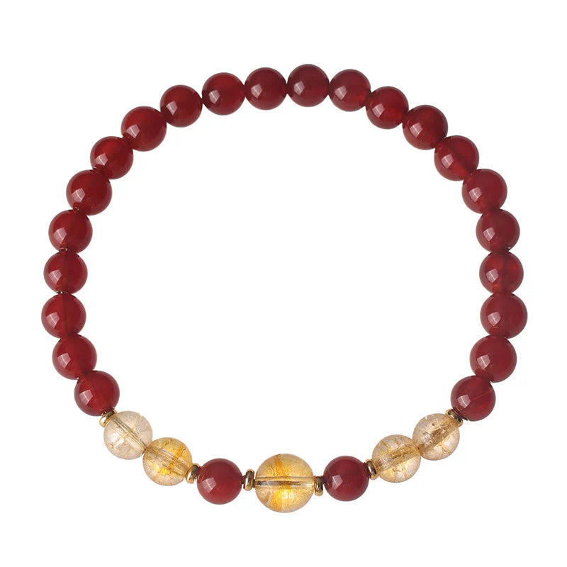 Buddha Stones Red Agate Citrine Confidence Pleasure Bracelet