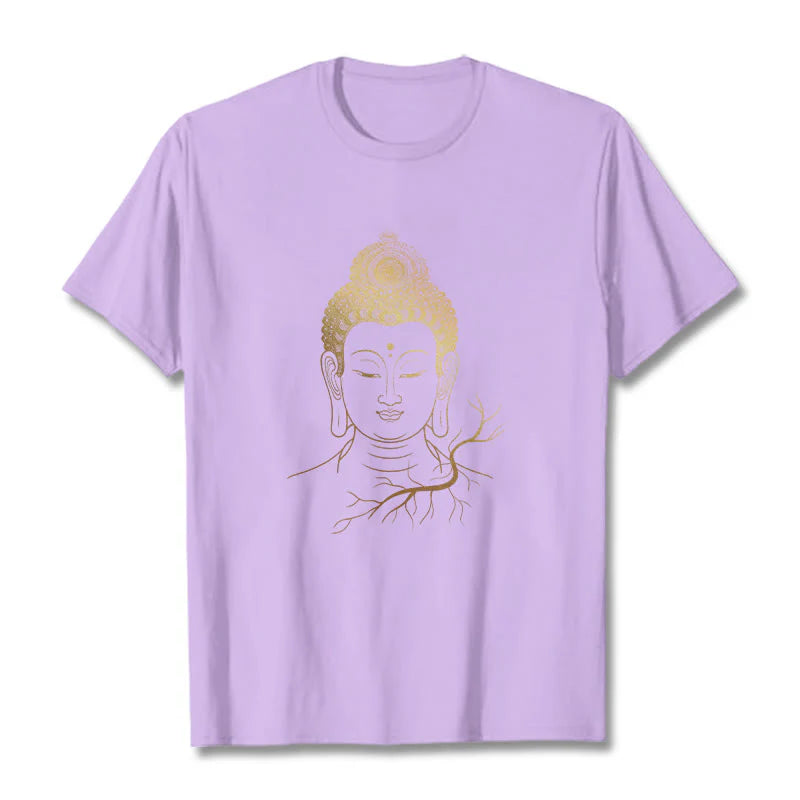 Buddha Stones Golden Meditation Buddha Head Tee T-shirt