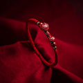 Buddha Stones Handmade Cinnabar Ruyi Handle Fu Character PiXiu Blessing Red String Braided Bracelet