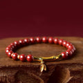 Buddha Stones Bamboo Cinnabar 925 Sterling Silver Concentration Bracelet