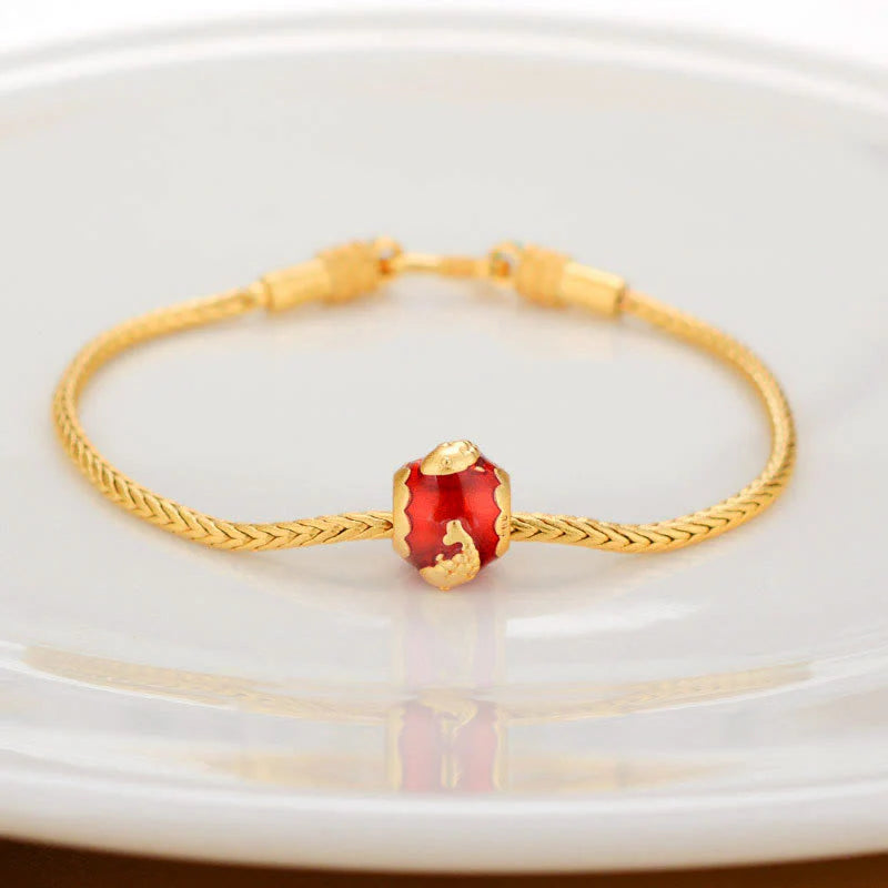 Buddha Stones Tibetan 18K Gold Om Mani Padme Hum Lucky Koi Fish Fu Character Ingot Copper Coin Peace Bracelet